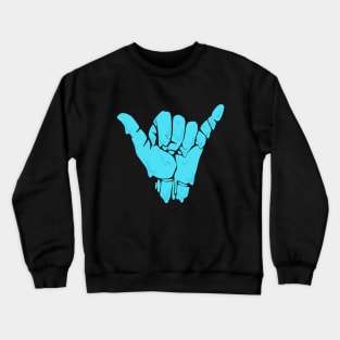 melting/dripping shaka hand in blue/teal Crewneck Sweatshirt